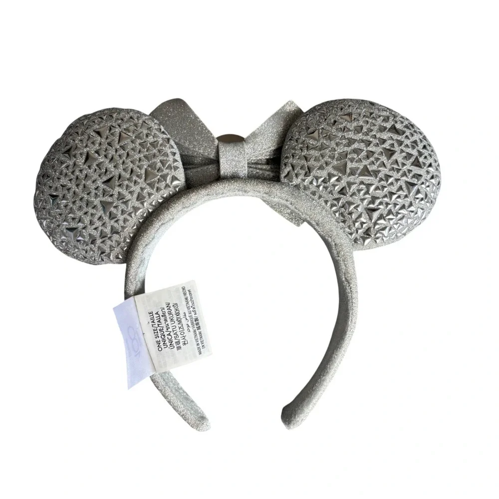 Disney 100th Anniversary Cast Member Exclusive Minnie Ears Silver Studded Bow